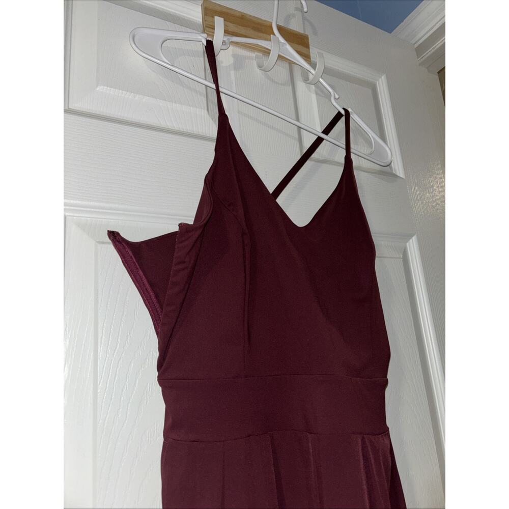 Halara M Petite Burgundy Breezeful Jumpsuit Spaghetti Straps Quick Dry Zip Side - Picture 7 of 10